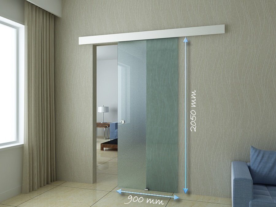 90cm Schiebetür Glastür Glasschiebetür Zimmertür 01